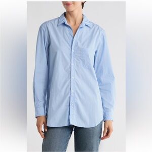 Frank & Eileen Boyfriend Cotton Button-Up Shirt BLUE DOT NEW Sz XS